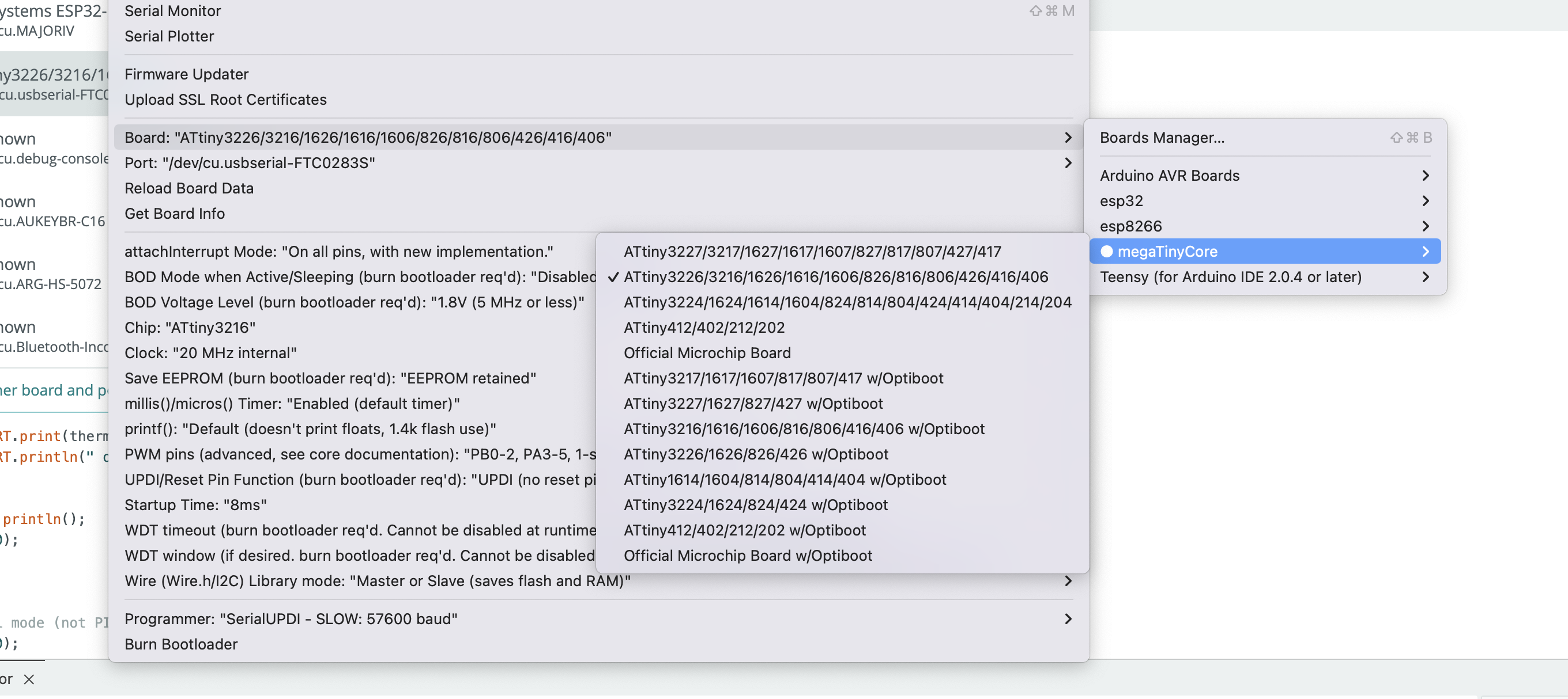 ATtiny flashing settings in Arduino IDE