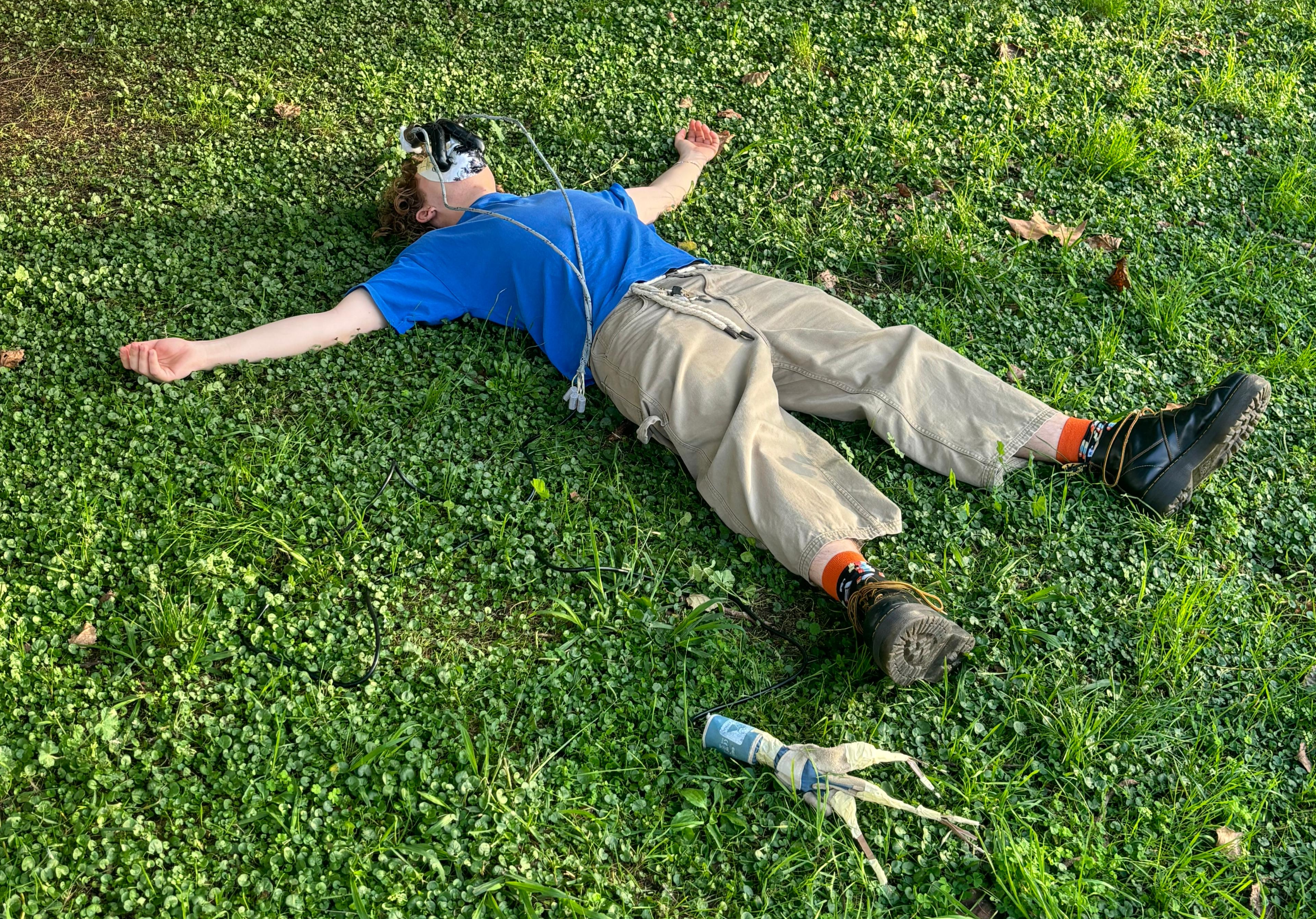 me laying on the grass, becoming one with nature