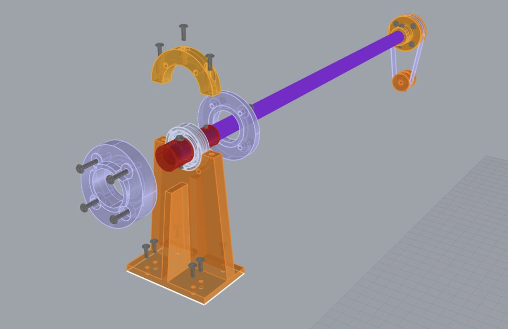 Axle bearing mount explosion view